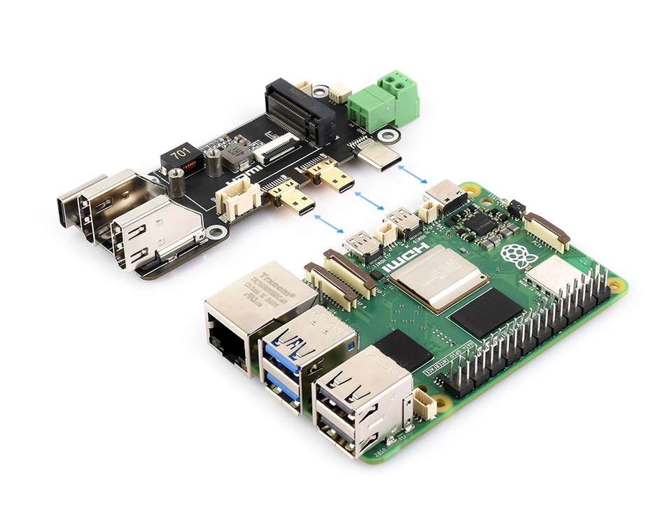 PCIe 转 M.2 多功能转接板，将 Micro HDMI 转成 HDMI 母口，连接更加方便