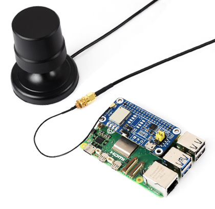 Q39 GNSS天线与LC29H HAT接线示例 - 高增益天线连接树莓派GPS HAT扩展板