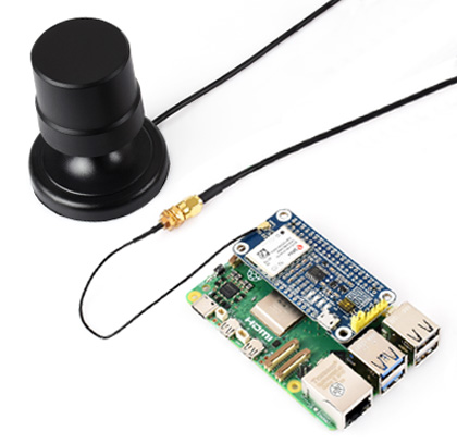 Q39 GNSS天线与ZED-F9P HAT接线示例 - 螺旋天线连接u-blox高精度定位板