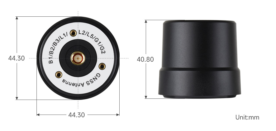 GNSS L1+L2+L5 多星多频有源定位天线产品尺寸