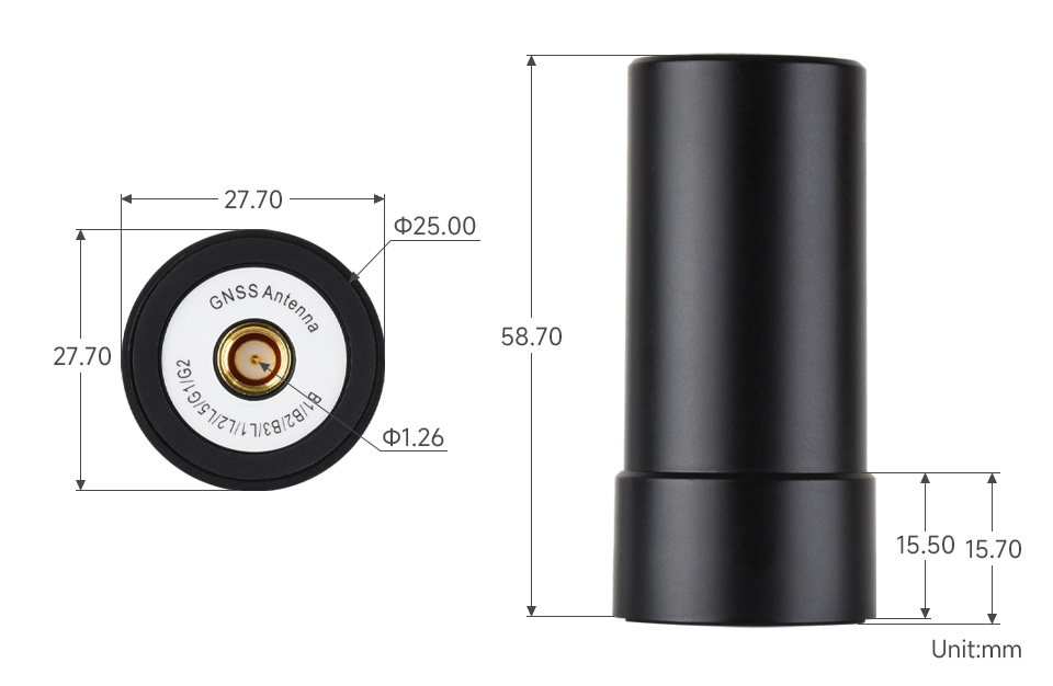 GNSS L1+L2+L5 多星多频有源定位天线产品尺寸