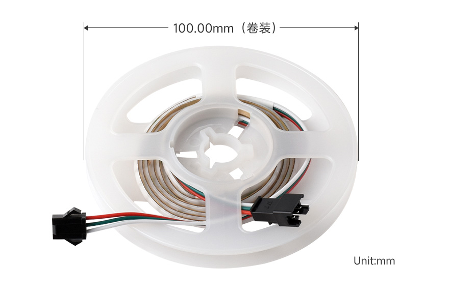 RGB 幻彩 COB 灯带产品尺寸 1米卷装尺寸参数
