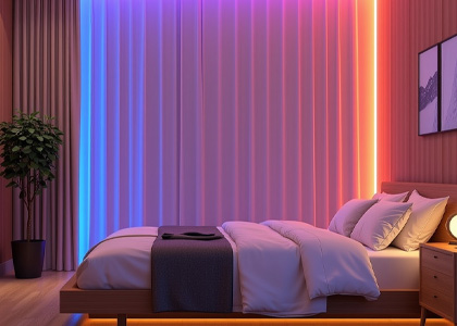 RGBWC 幻彩 COB 灯带 卧室床头氛围照明应用