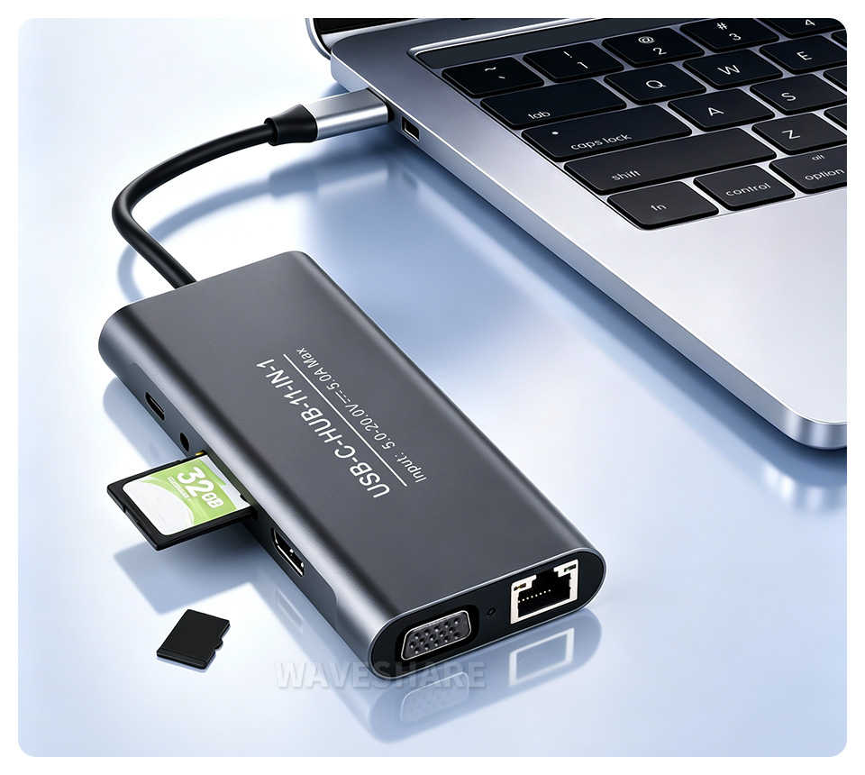 USB-C 11 合 1 扩展坞展示图，SD / TF 双卡槽