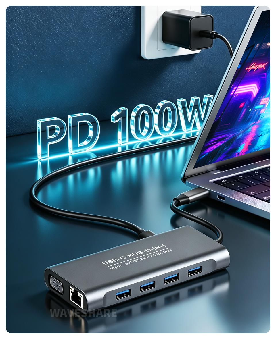 USB-C 11 合 1 扩展坞，100W PD 供电