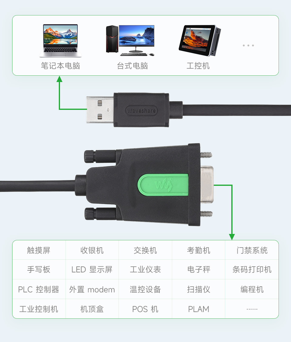 USB 转 RS232 DB9 公头/母头串口线应用广泛