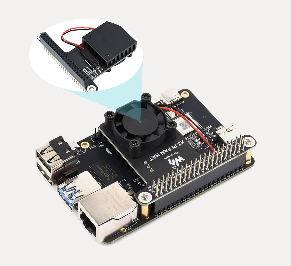 旭日® X3 派 散热风扇扩展板基于旭日® X3 派开发板设计