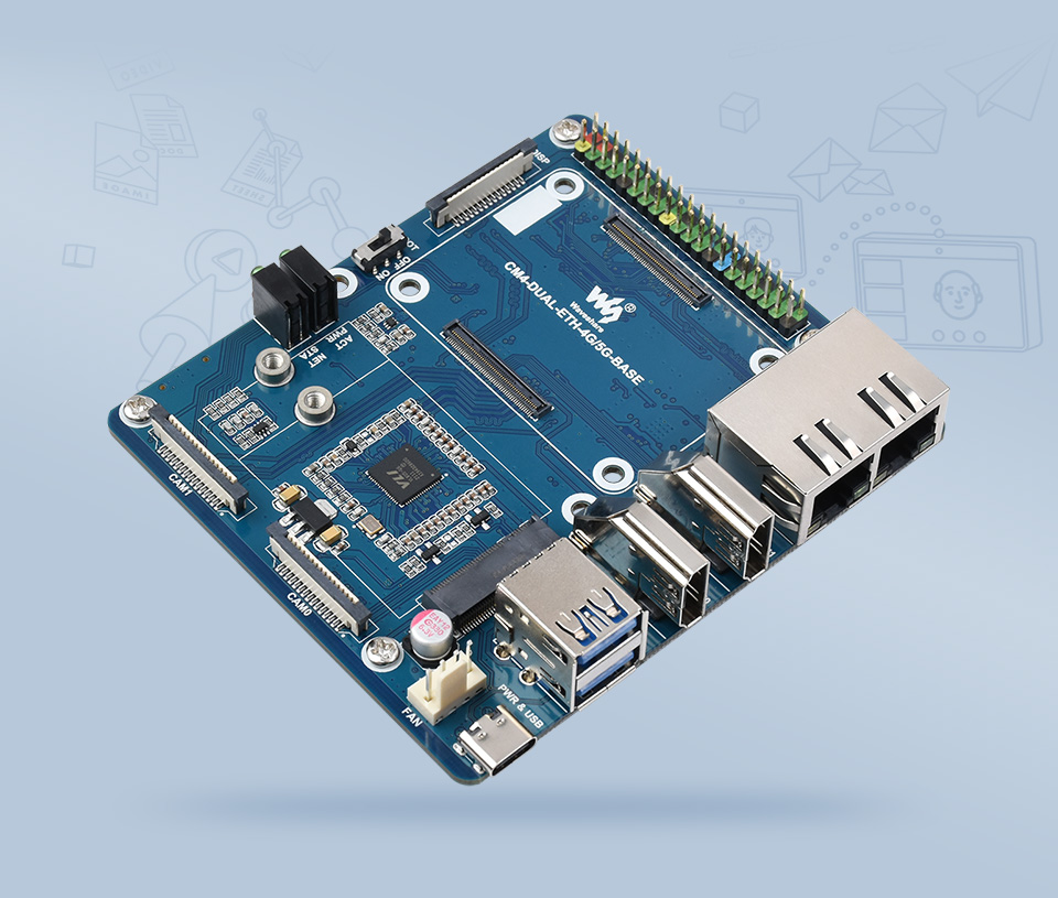 树莓派 CM4 双千兆网口 5G / 4G 扩展板首图