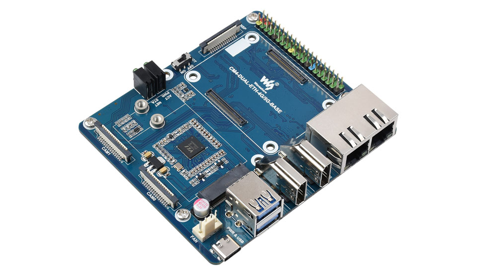 树莓派 CM4 双千兆网口 5G / 4G 扩展板配件