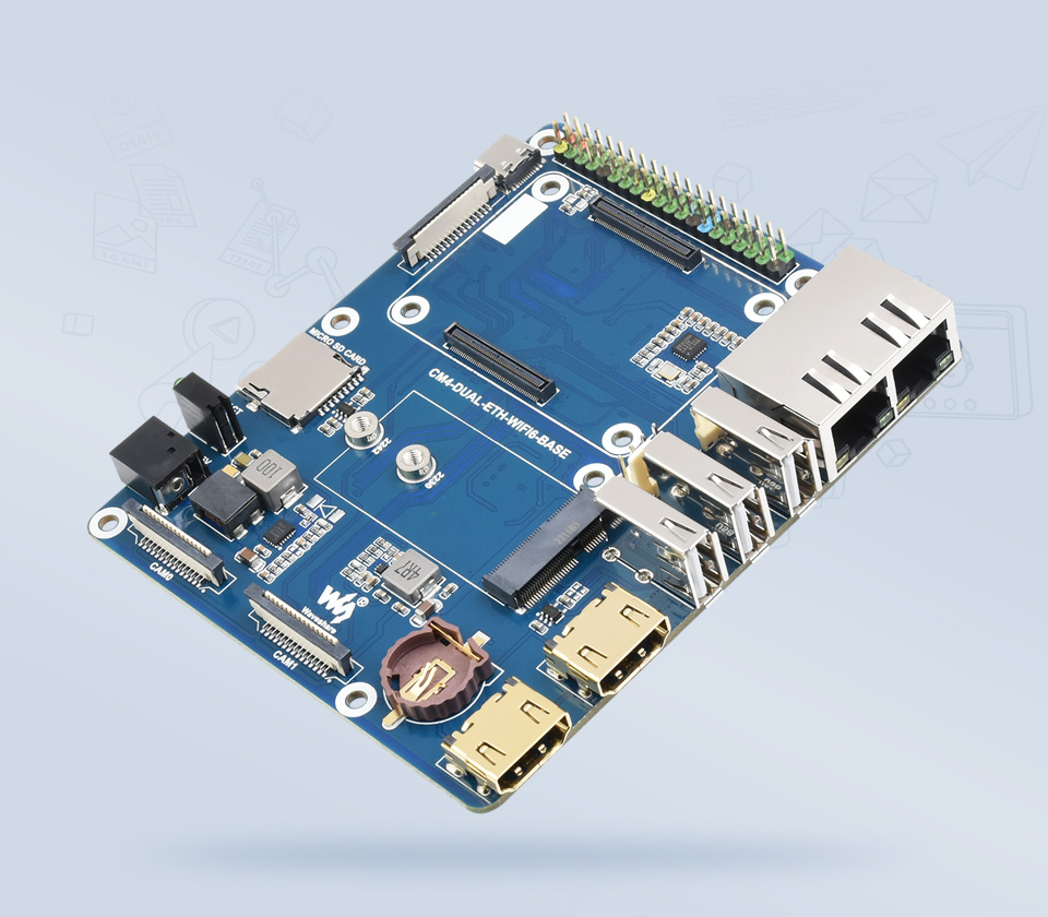 树莓派 CM4 WIFI6 双网口扩展板首图