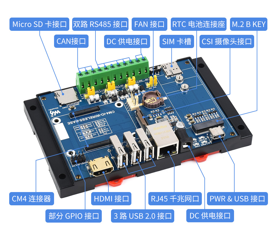 树莓派 CM4 无线扩展板更多丰富的接口