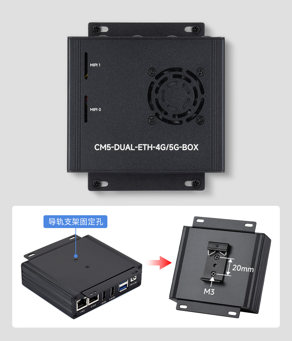 CM5 计算模块又网口主机支持壁挂