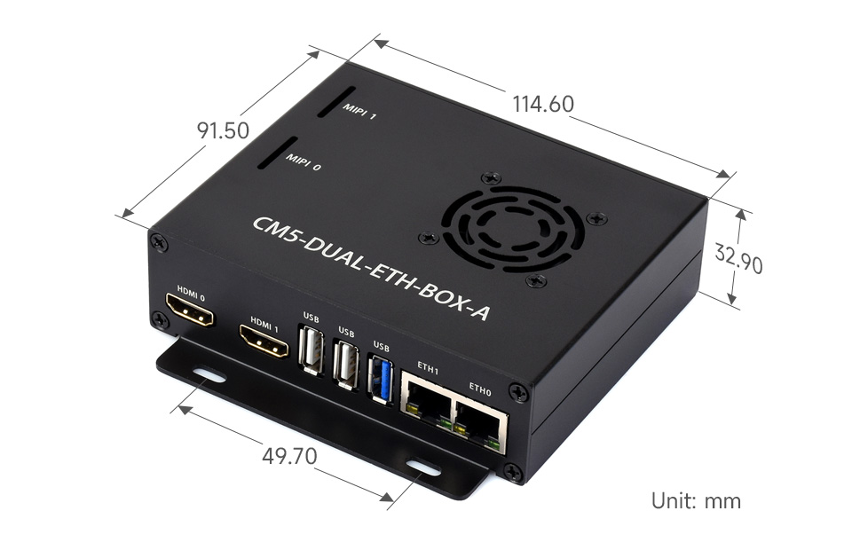 树莓派 CM5 双网口扩展板外形尺寸