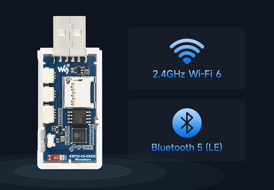 ESP32-C6 极客开发板支持 2.4GHz Wi-Fi 6 和 BLE 5