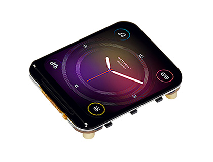 三个ESP32-C6 1.69 英寸电容触控屏开发板并列，并展示不同视角及IPS屏幕软件