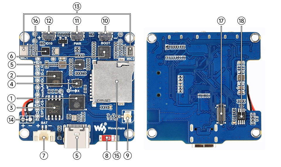 ESP32-C6-Touch-AMOLED-2.16 英寸液晶开发板资源简介 ESP32-C6/AXP2101/QMI8658 等