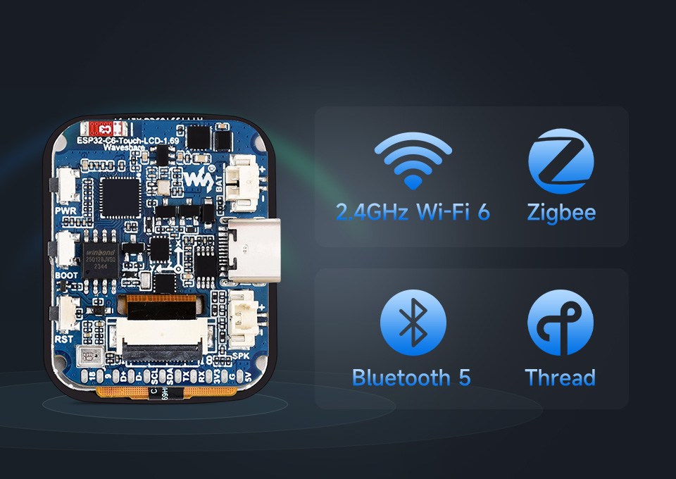 ESP32-C6 1.69 英寸触摸液晶开发板小巧面板
