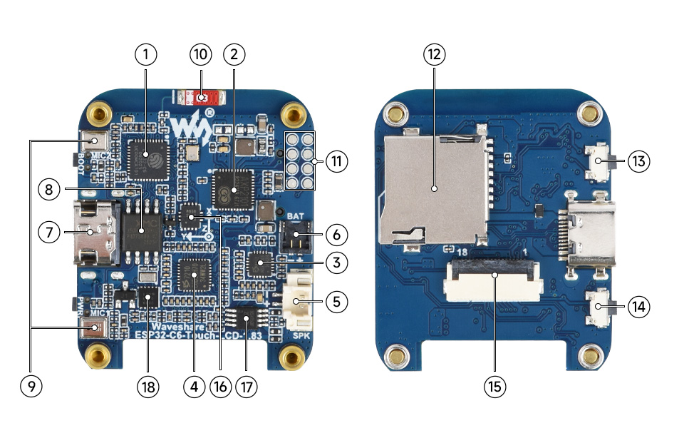 ESP32-C6-Touch-LCD-1.83 英寸液晶开发板资源简介