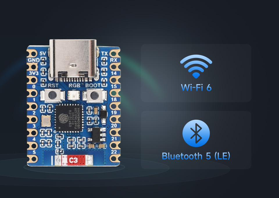 ESP32-C6-Zero 迷你 WiFi 6 开发板支持 WiFi 6 和 BLE 5