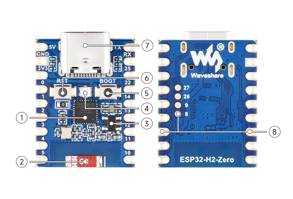 ESP32-H2 迷你开发板资源简介