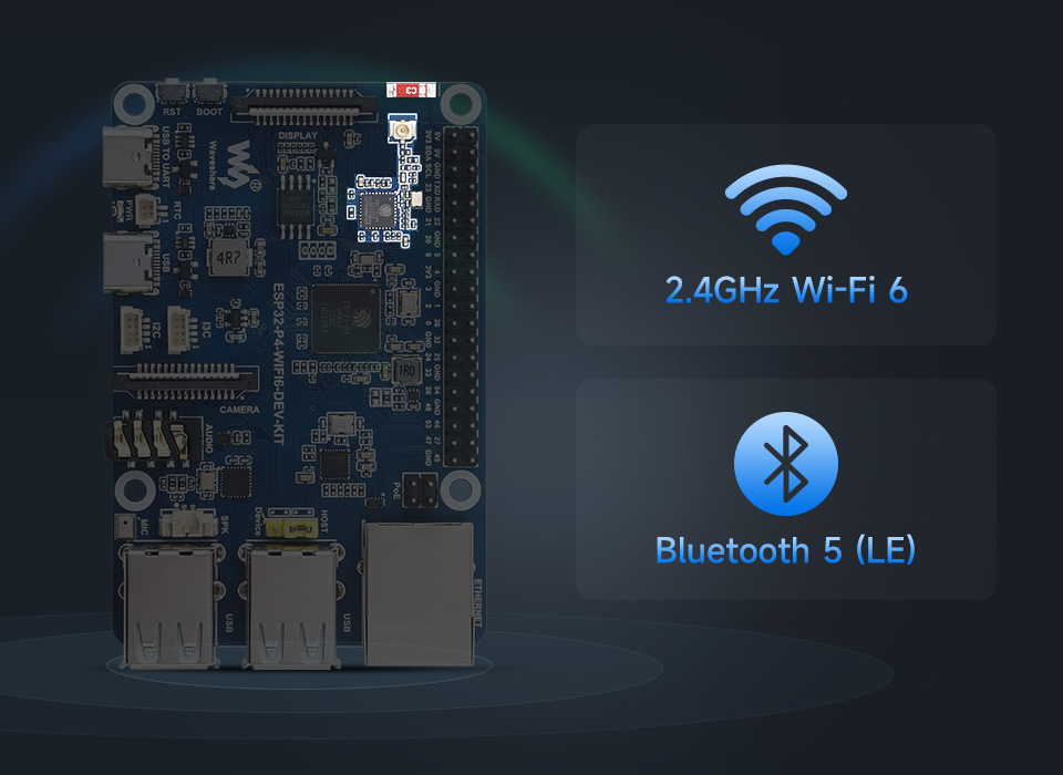 微雪 ESP32-P4-WIFI6-DEV-KIT Wi-Fi 开发板，支持 Wi-Fi 6 和蓝牙模块