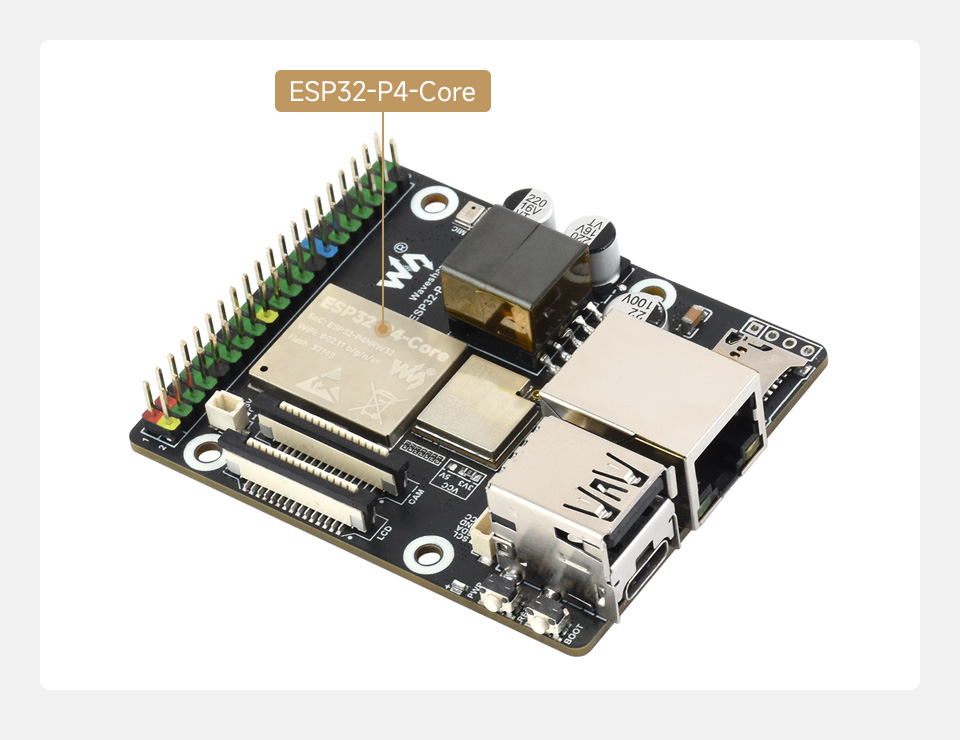 微雪 ESP32-P4-WIFI6-POE-ETH Wi-Fi 开发板高度集成 强劲性能