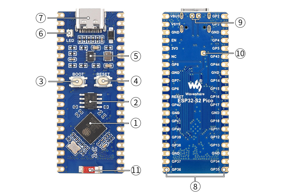 微雪 ESP32-S2 微控制器 Wi-Fi 开发板资源简介