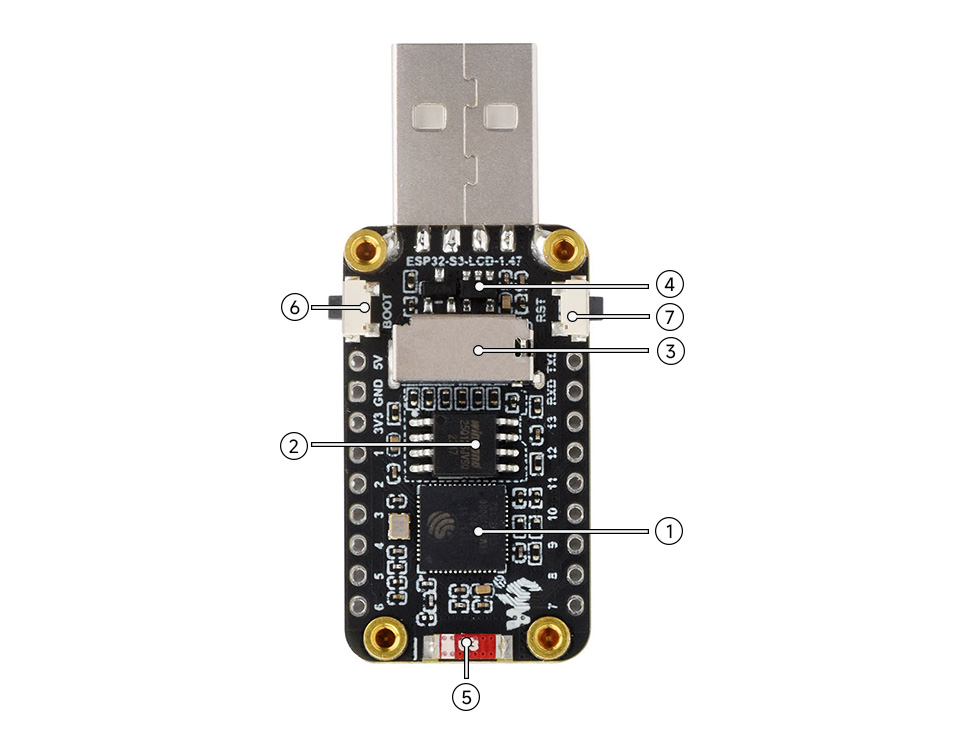ESP32-S3 1.47 英寸液晶开发板资源简介