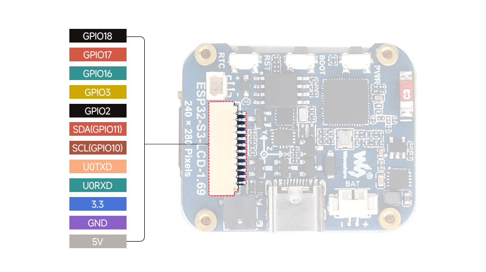 ESP32-S3 1.69 英寸液晶开发板引脚定义