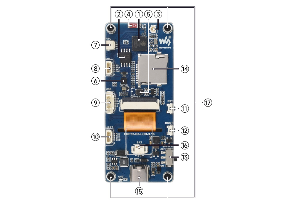 ESP32-S3 3.16 英寸液晶开发板资源简介