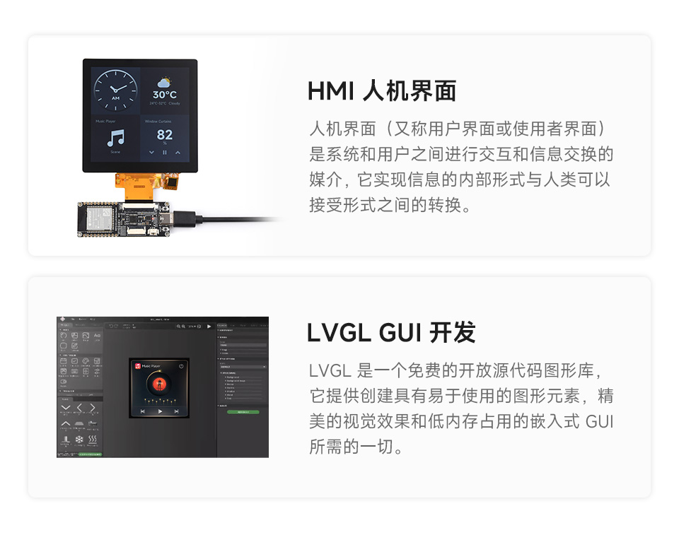 ESP32-S3 RGB LCD 驱动板的HMI人机界面和LVGL GUI开发应用场景的介绍说明