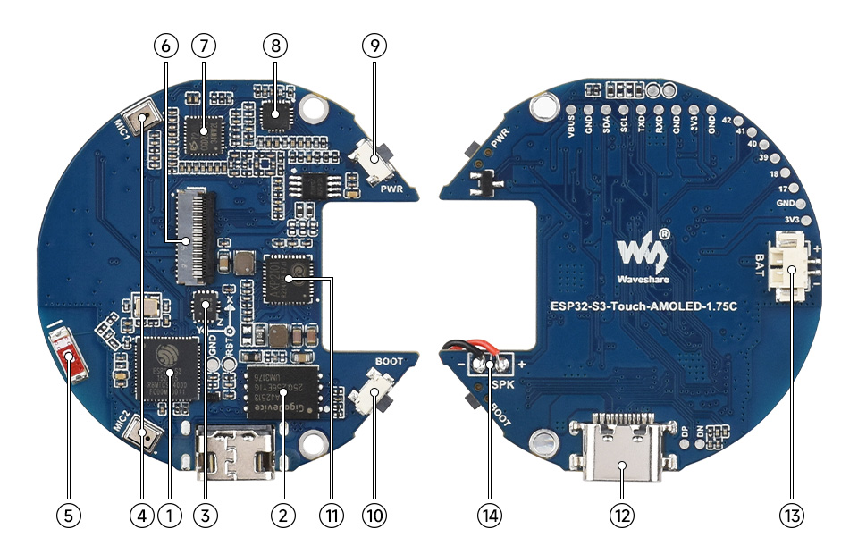 ESP32-S3 1.75 英寸电容触控屏开发板资源简介