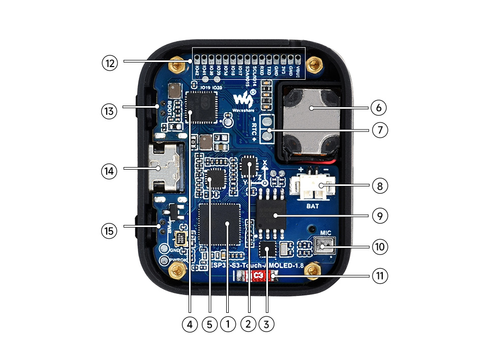 ESP32-S3-Touch-AMOLED-1.8 英寸液晶开发板资源简介