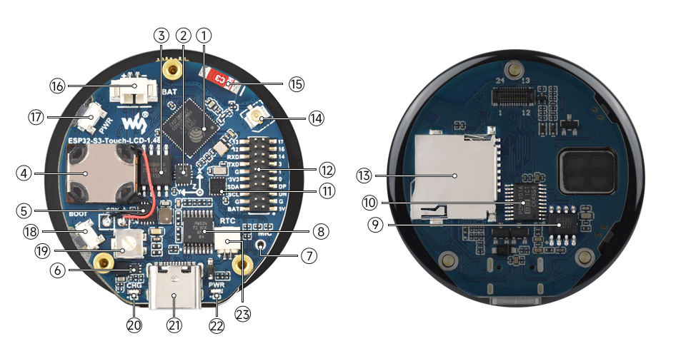 ESP32-S3 4英寸电容触控屏开发板资源简介示意图