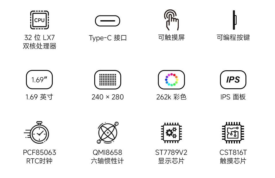 ESP32-S3 1.69 英寸触摸液晶开发板