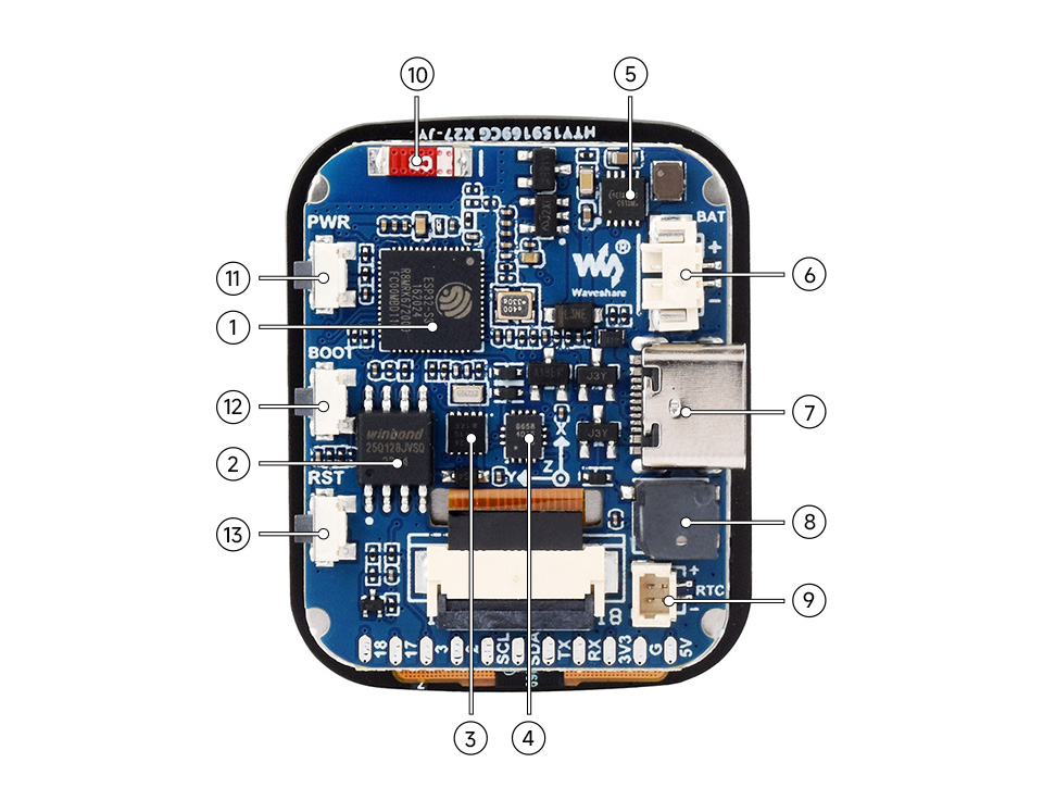 ESP32-S3 1.69 英寸触摸液晶开发板资源简介
