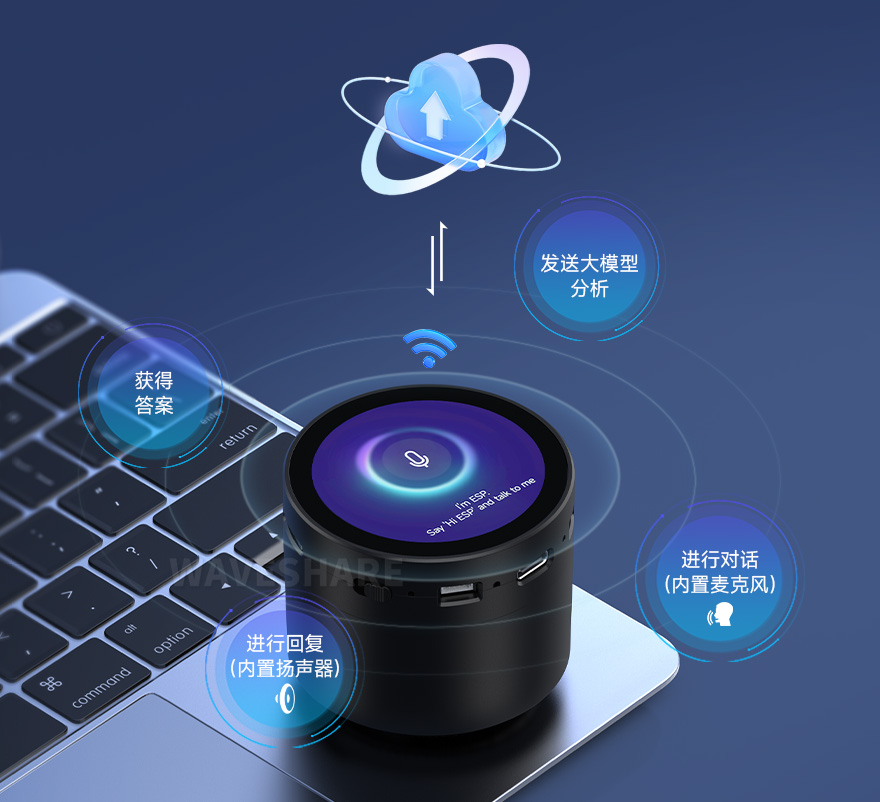 手指触摸 ESP32-S3 4 英寸电容触控屏开发板的屏幕，界面显示LVGL GUI开发出来的场景