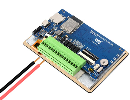 ESP32-S3 4.3 英寸电容触控屏开发板底部插线演示