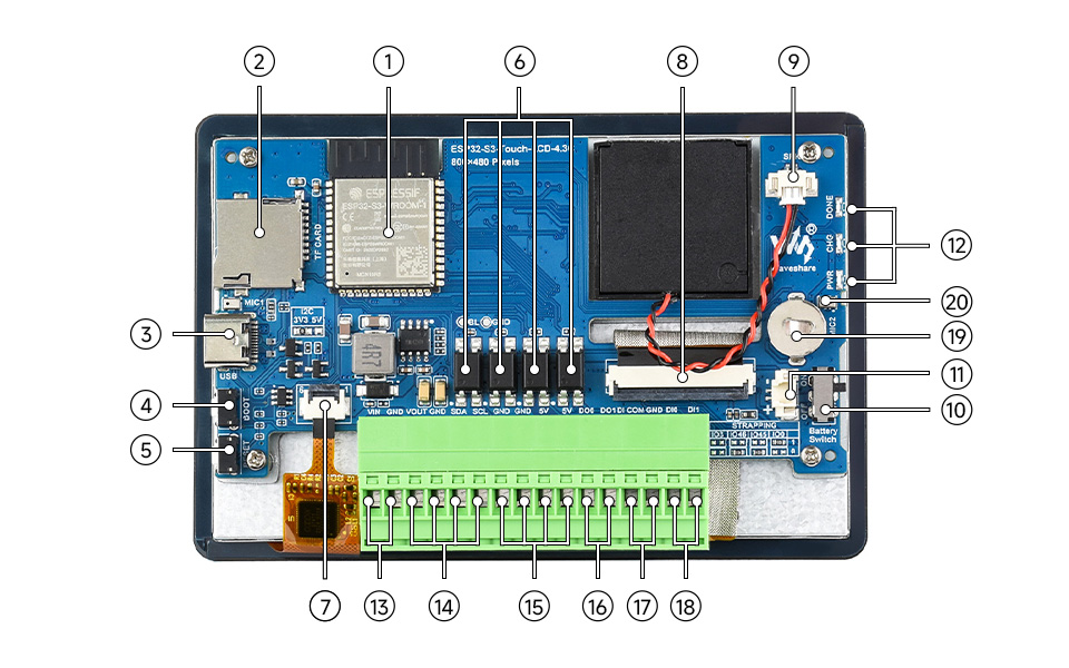 ESP32-S3 4.3 英寸电容触控屏开发板资源简介