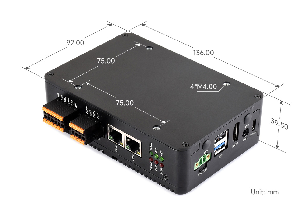 树莓派 CM5  工业计算机外形尺寸