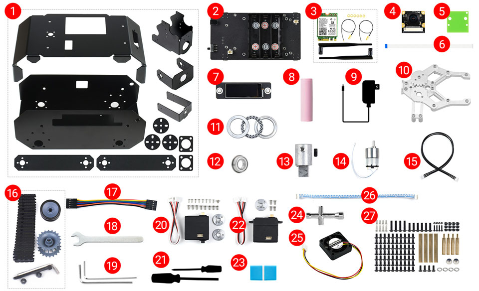 JETANK AI Kit AI 智能履带机器人配置清单