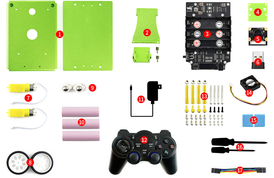 JetBot 2GB AI Kit AI 智能机器小车包装清单