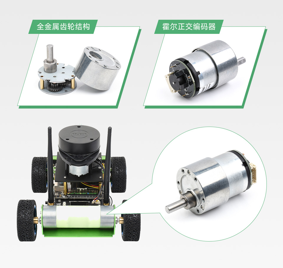 JetRacer ROS AI Kit ROS AI 赛车机器人大功率编码器直流减速电机