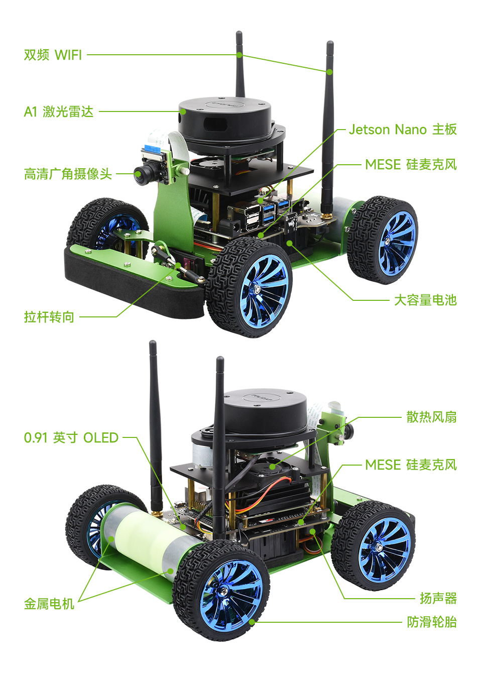 JetRacer ROS AI Kit ROS AI 赛车机器人产品结构解析