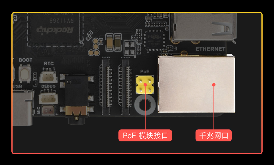 Luckfox Aura 千兆 PoE 网口展示图