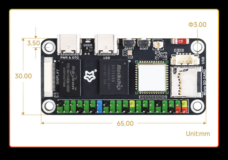 Luckfox Lyra Zero W 产品尺寸