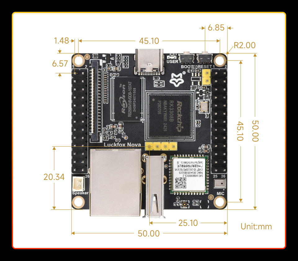 Luckfox Nova 产品尺寸