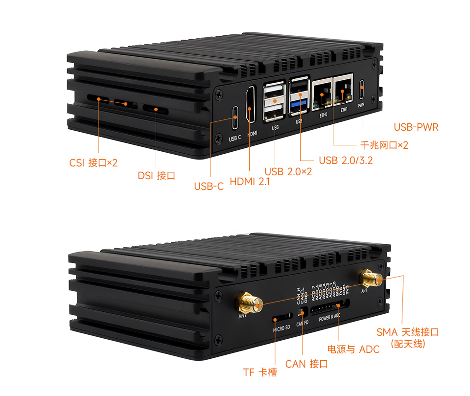Core3576 丰富的显示外设接口，支持 HDMI、MIPI-DSI、DP、MIPI-CSI、PCIe2.0/SATA3、SDIO、GMAC、USB3.0、USB2.0、I2C、I3C、SPI、I2S、UART、GPIO 等扩展接口