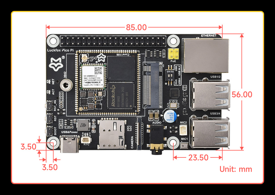 Luckfox Pico Pi 产品尺寸