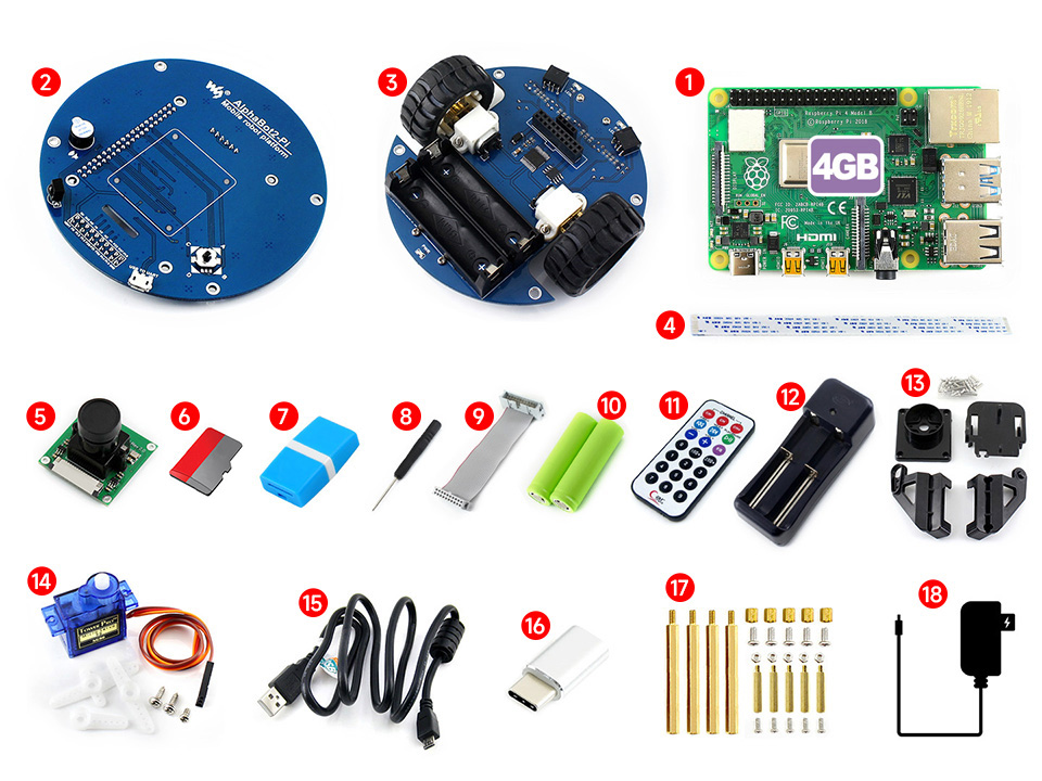 树莓派4代无线视频智能小车配置清单